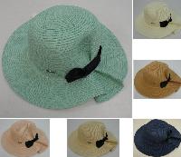 Ladies Woven Summer Hat [Puckered Back w Bow]
